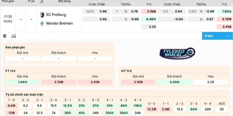 Soi kèo trận đấu giữa Freiburg và Werder Bremen